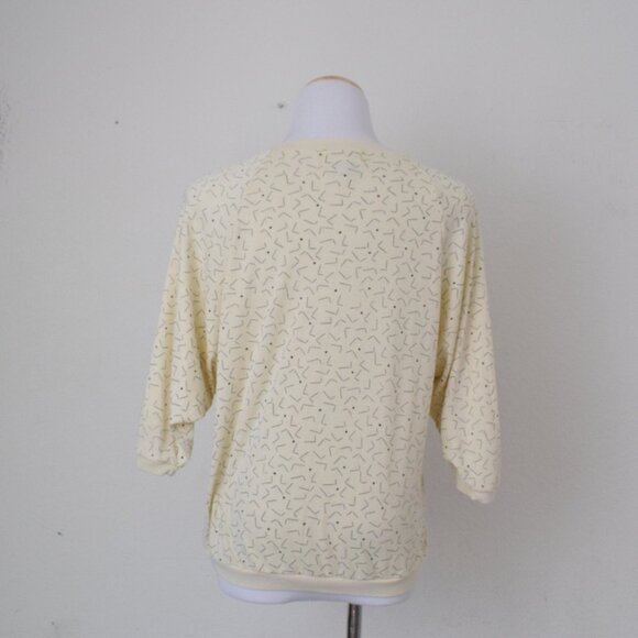 Vintage 80s Batwing Sleeves Abstract Shirt by Currants by Jeri-Jo size M - Picture 4 of 10